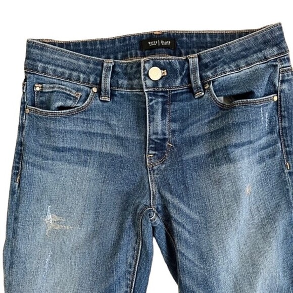 White House Black Market Metallic Thread Destructed Skinny Leg Size 2 - Picture 2 of 6